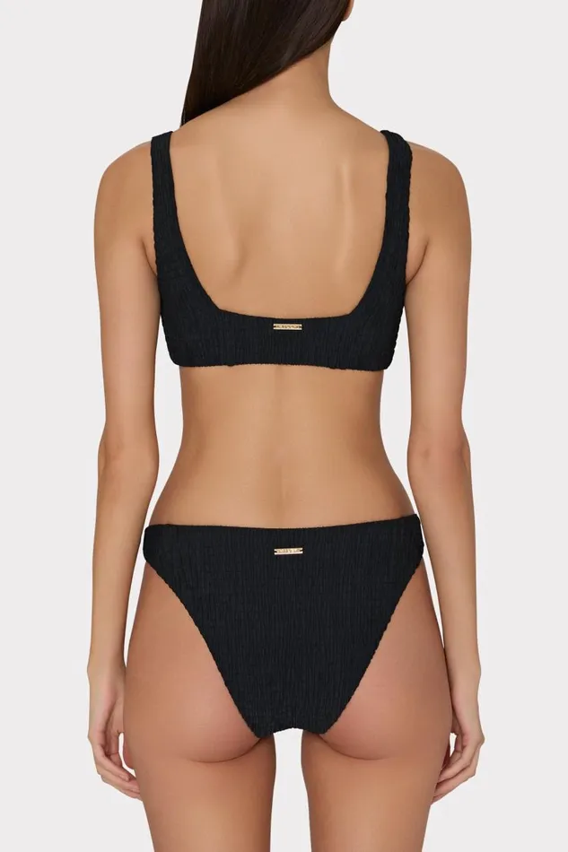 Milly Bikinis Women Bikini Bottom With Smocking Black Milly Bikinis Women Bikini Bottom With Smocking Black