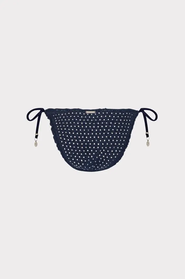 Milly Bikinis Women Glimmer String Bikini Bottom With Crystal Applique Navy Milly Bikinis Women Glimmer String Bikini Bottom With Crystal Applique Navy
