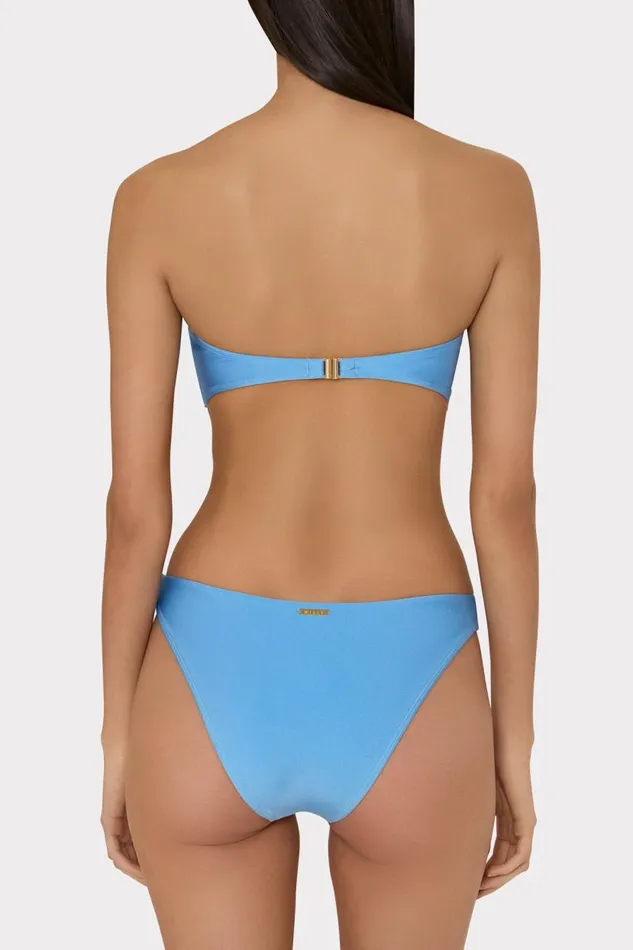 Milly Bikinis Women Gloss Twist Bandeau Top Mineral Blue Milly Bikinis Women Gloss Twist Bandeau Top Mineral Blue