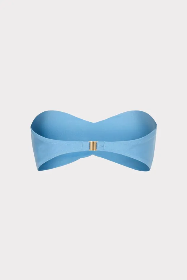 Milly Bikinis Women Gloss Twist Bandeau Top Mineral Blue Milly Bikinis Women Gloss Twist Bandeau Top Mineral Blue