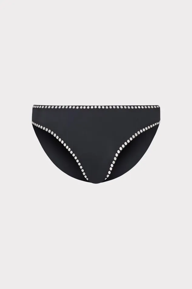Milly Bikinis Women Heat Set Embellishment Bikini Bottom Black