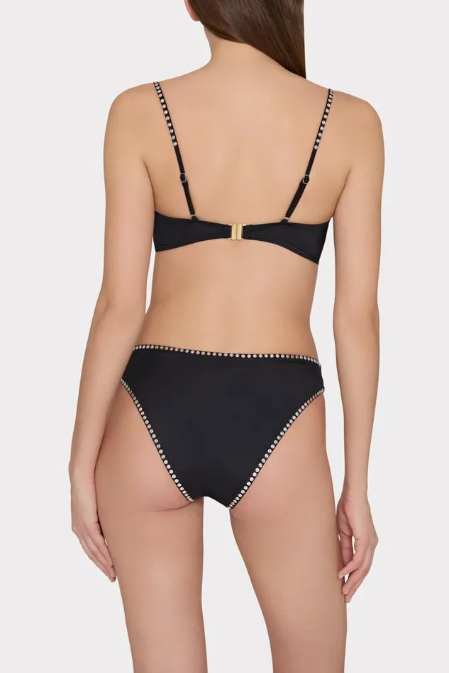 Milly Bikinis Women Heat Set Embellishment Bikini Bottom Black Milly Bikinis Women Heat Set Embellishment Bikini Bottom Black