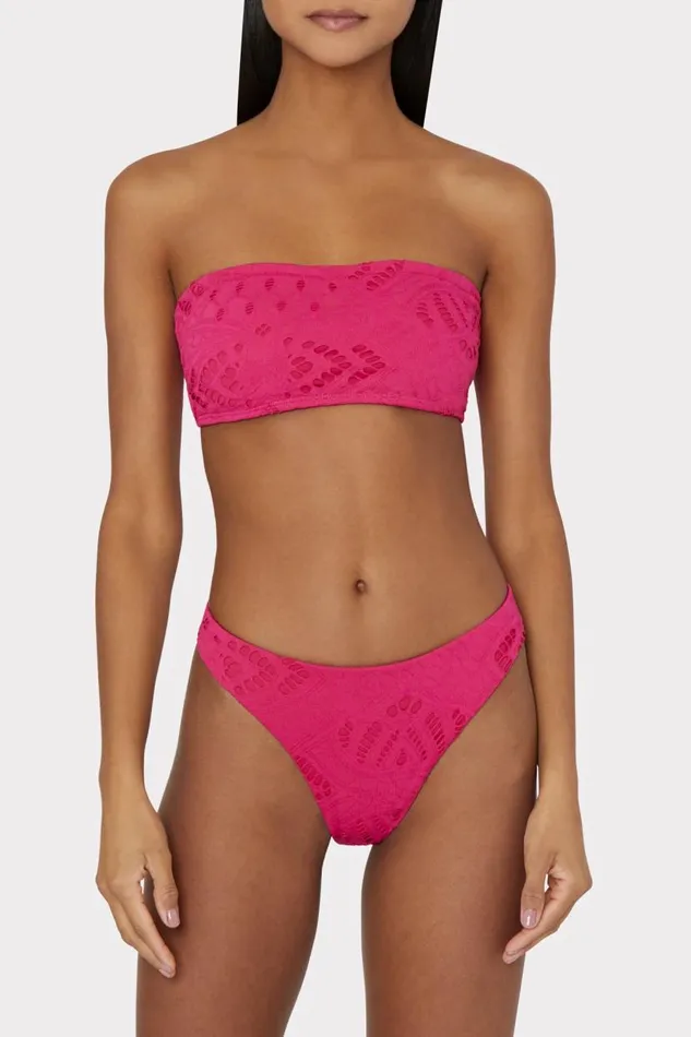 Milly Bikinis Women Margot Lace Eyelet Bikini Bottom Pink Milly Bikinis Women Margot Lace Eyelet Bikini Bottom Pink