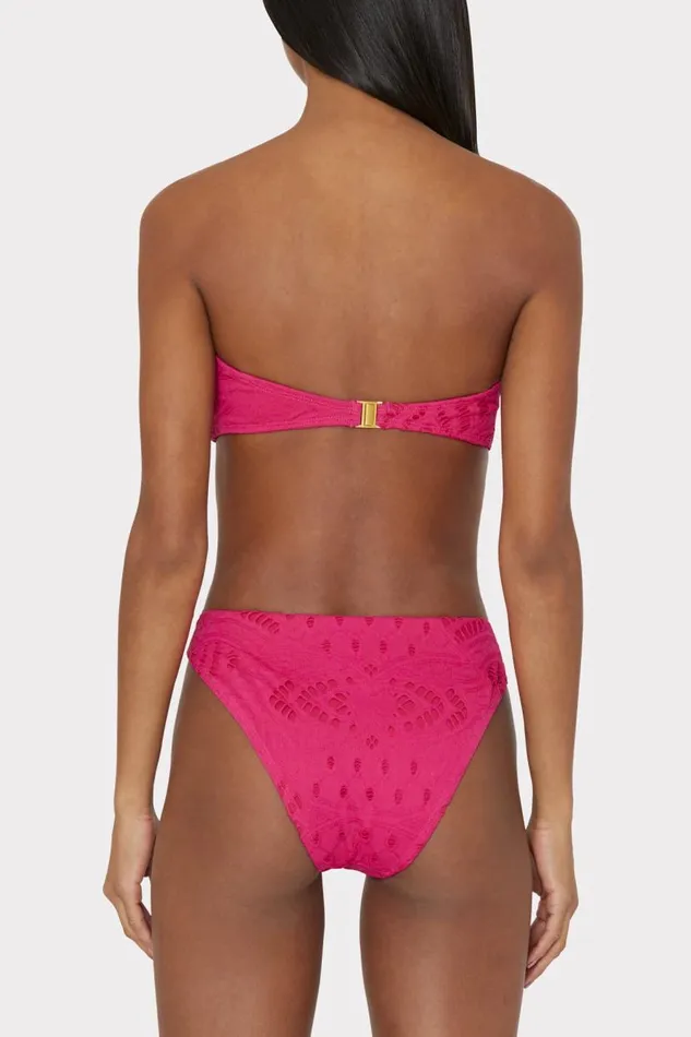 Milly Bikinis Women Margot Lace Eyelet Bikini Bottom Pink Milly Bikinis Women Margot Lace Eyelet Bikini Bottom Pink