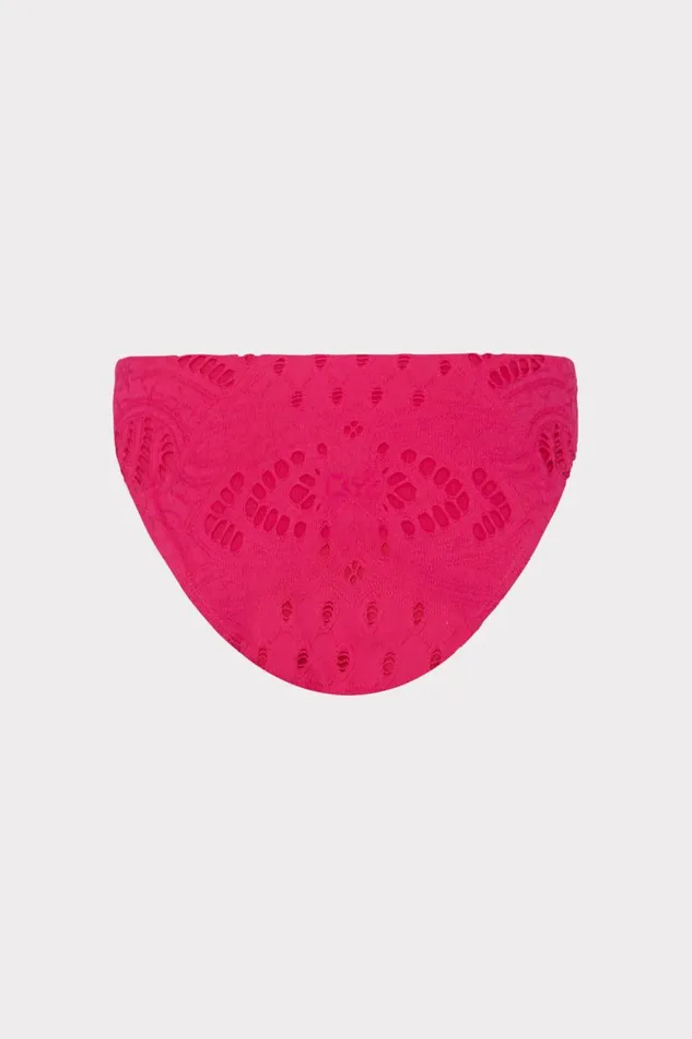 Milly Bikinis Women Margot Lace Eyelet Bikini Bottom Pink Milly Bikinis Women Margot Lace Eyelet Bikini Bottom Pink