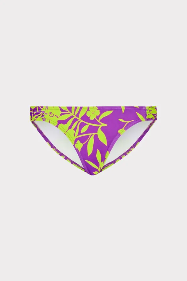 Milly Bikinis Women Marigold Aroma Ruched Sides Bikini Bottom Purple Multi
