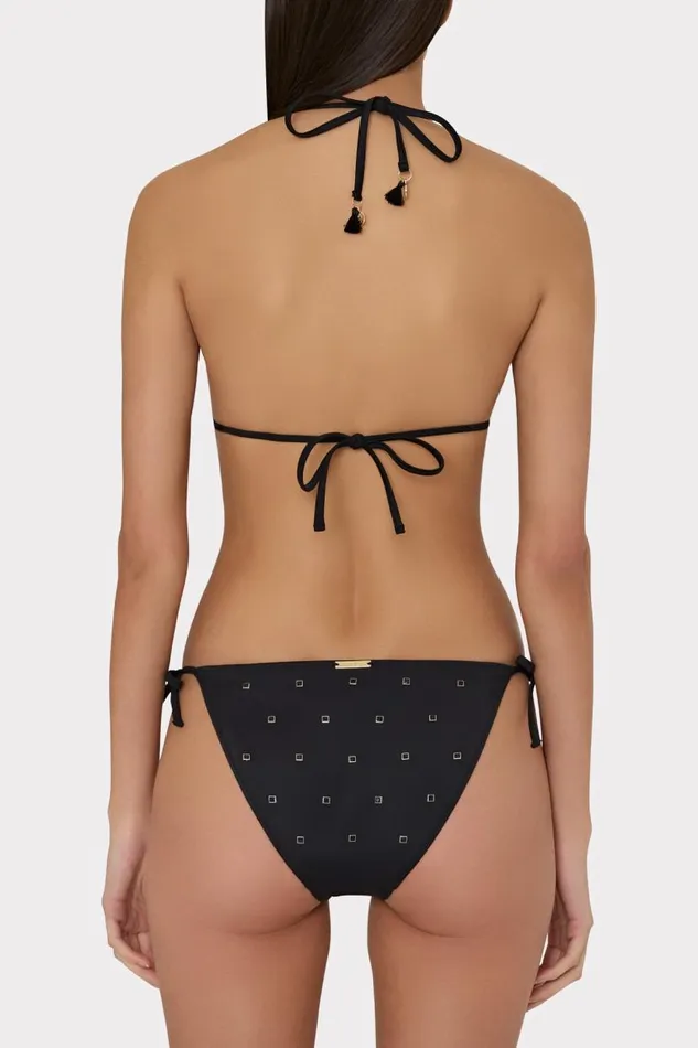 Milly Bikinis Women Millie Diamond Heat Set Triangle Bikini Top Black Milly Bikinis Women Millie Diamond Heat Set Triangle Bikini Top Black