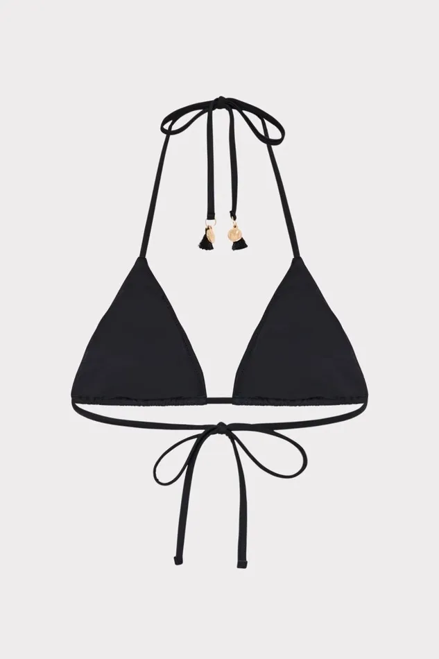Milly Bikinis Women Millie Diamond Heat Set Triangle Bikini Top Black Milly Bikinis Women Millie Diamond Heat Set Triangle Bikini Top Black