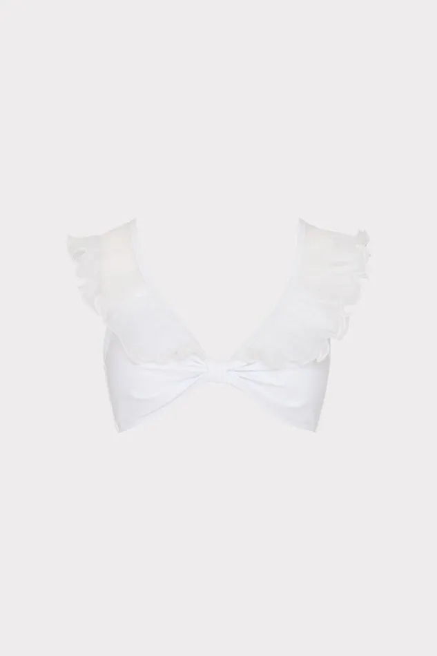 Milly Bikinis Women Pleated Organza Bikini Top White