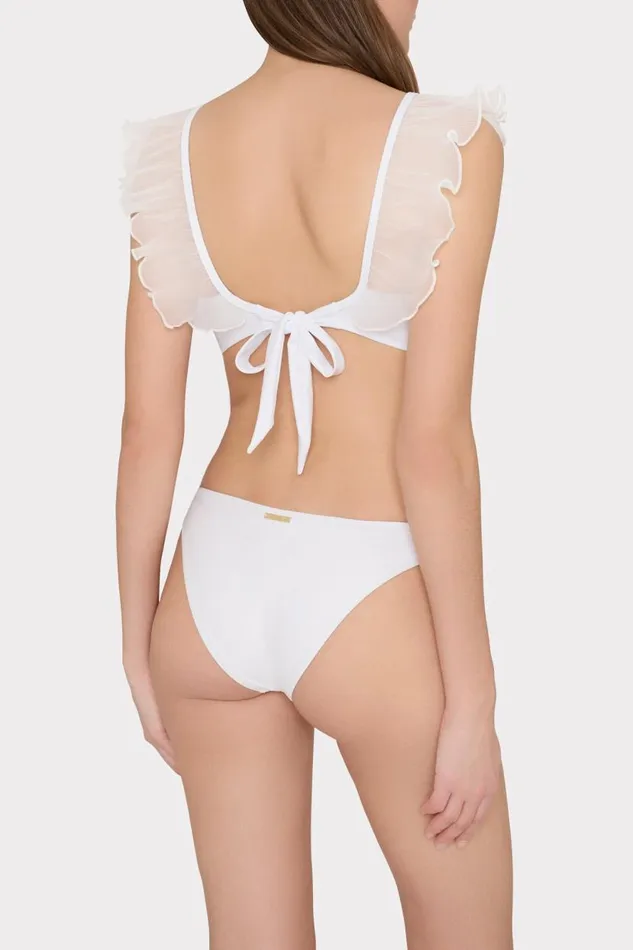 Milly Bikinis Women Pleated Organza Bikini Top White Milly Bikinis Women Pleated Organza Bikini Top White