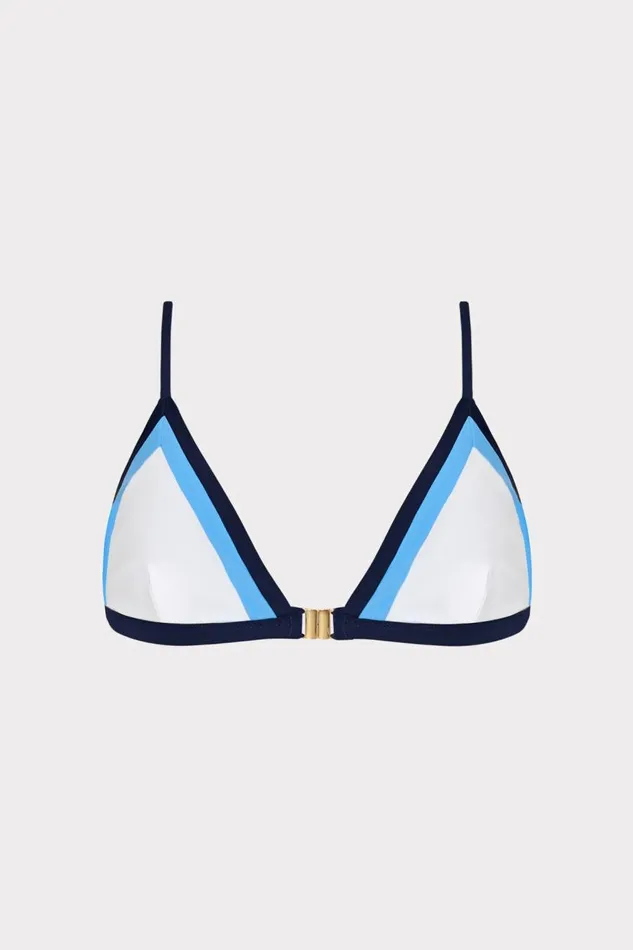 Milly Bikinis Women Positano Color Block Bikini Top Navy Multi