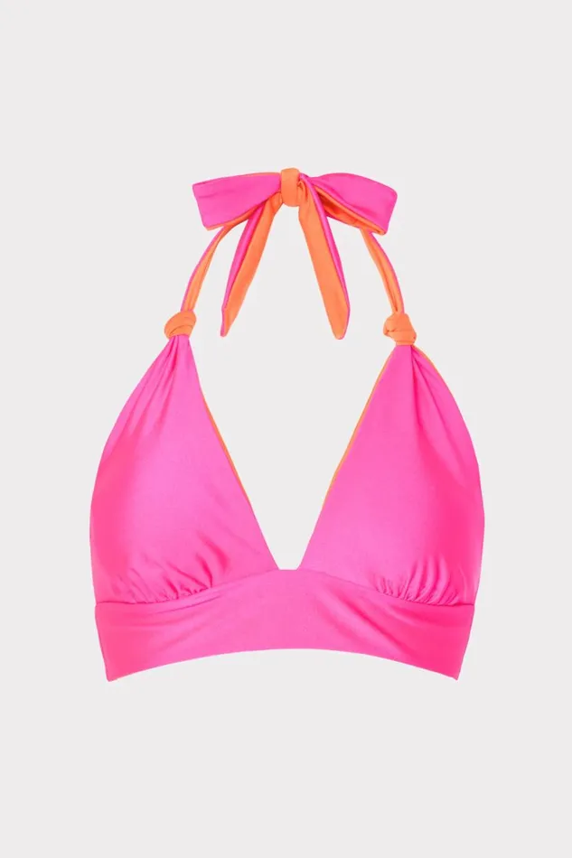 Milly Bikinis Women Scala Reversible Bikini Top Pinkorange