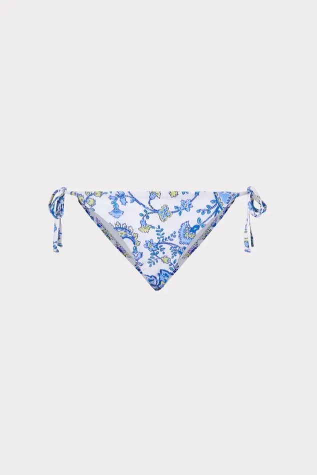 Milly Bikinis Women Sketched Paisley Millie String Bikini Bottom Blue Multi