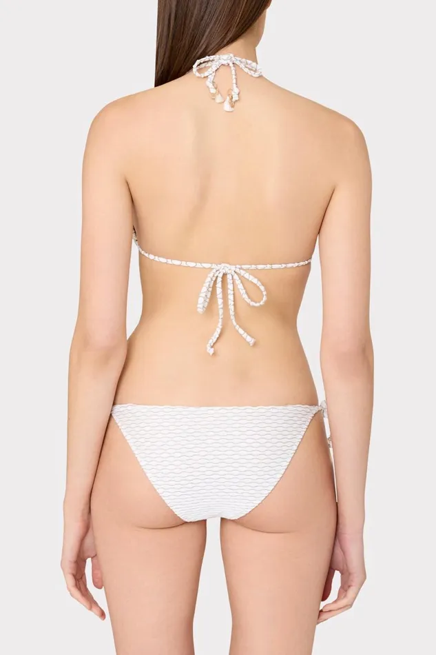 Milly Bikinis Women Textured Waves Triangle Bikini Top White Milly Bikinis Women Textured Waves Triangle Bikini Top White