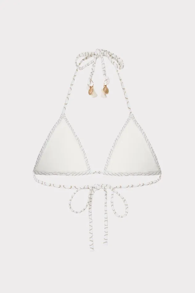 Milly Bikinis Women Textured Waves Triangle Bikini Top White Milly Bikinis Women Textured Waves Triangle Bikini Top White