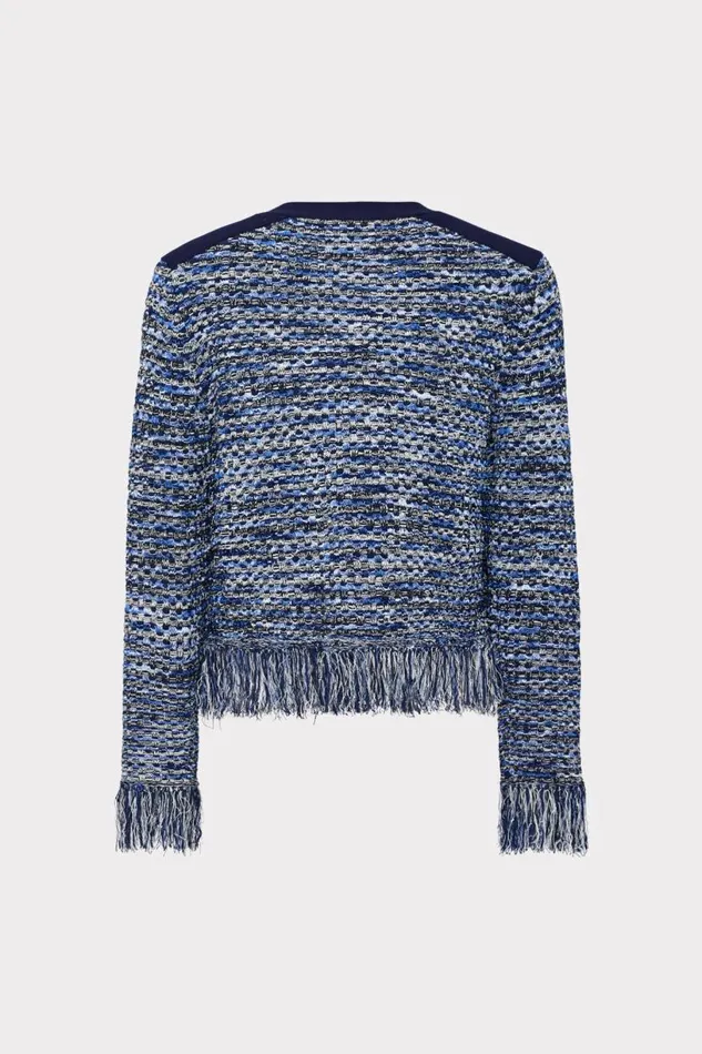 Milly Cardigans Women Kaia Textured Knit Cardigan Jacket Navy Multi Milly Cardigans Women Kaia Textured Knit Cardigan Jacket Navy Multi