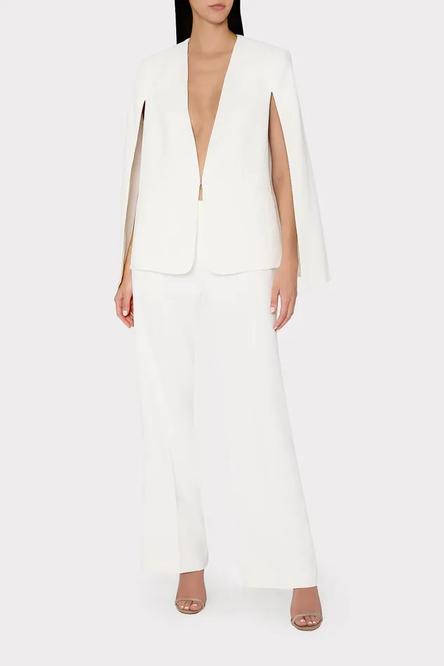 Milly Coats and Jackets Women Astrid Cape Blazer White Milly Coats and Jackets Women Astrid Cape Blazer White