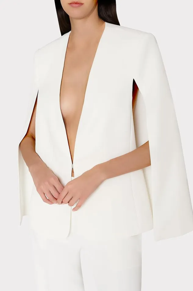 Milly Coats and Jackets Women Astrid Cape Blazer White Milly Coats and Jackets Women Astrid Cape Blazer White