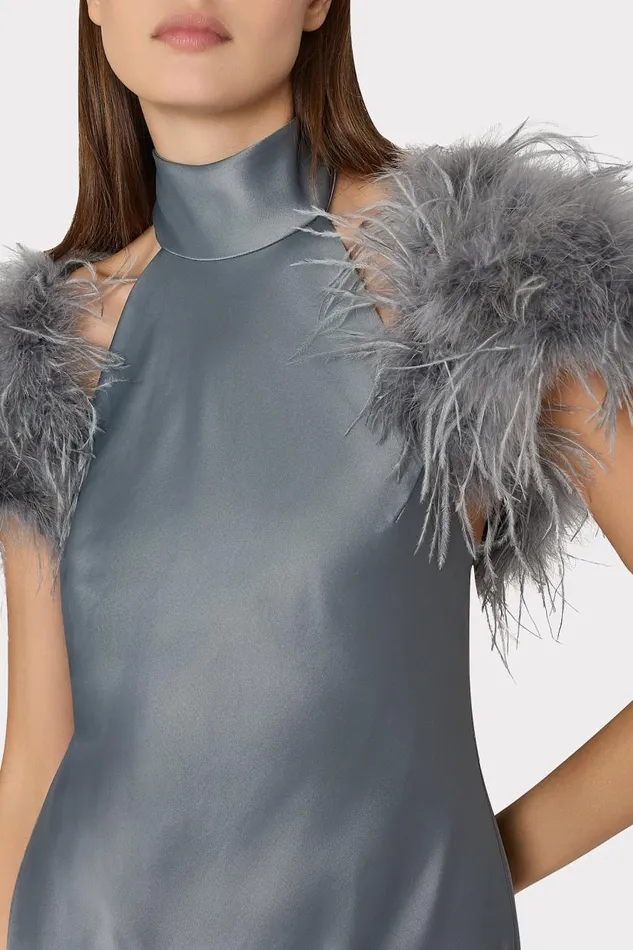 Milly Coats and Jackets Women Feather Bolero Pewter Milly Coats and Jackets Women Feather Bolero Pewter