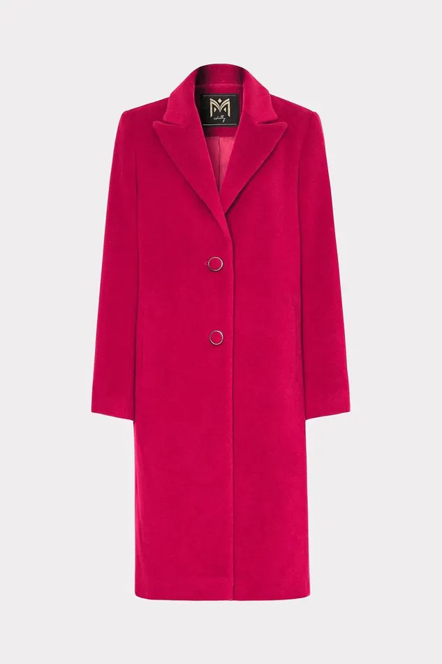 Milly Coats and Jackets Women Single Breasted Wool Coat Magenta