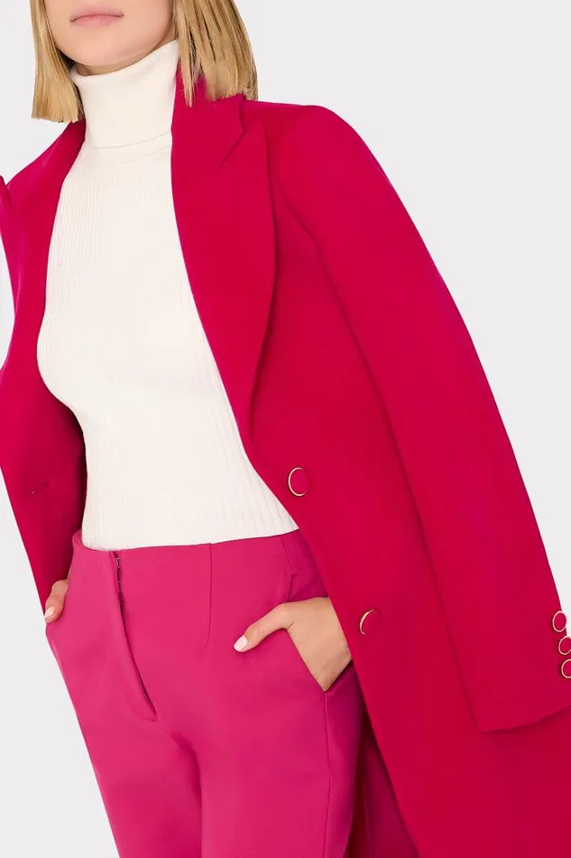 Milly Coats and Jackets Women Single Breasted Wool Coat Magenta