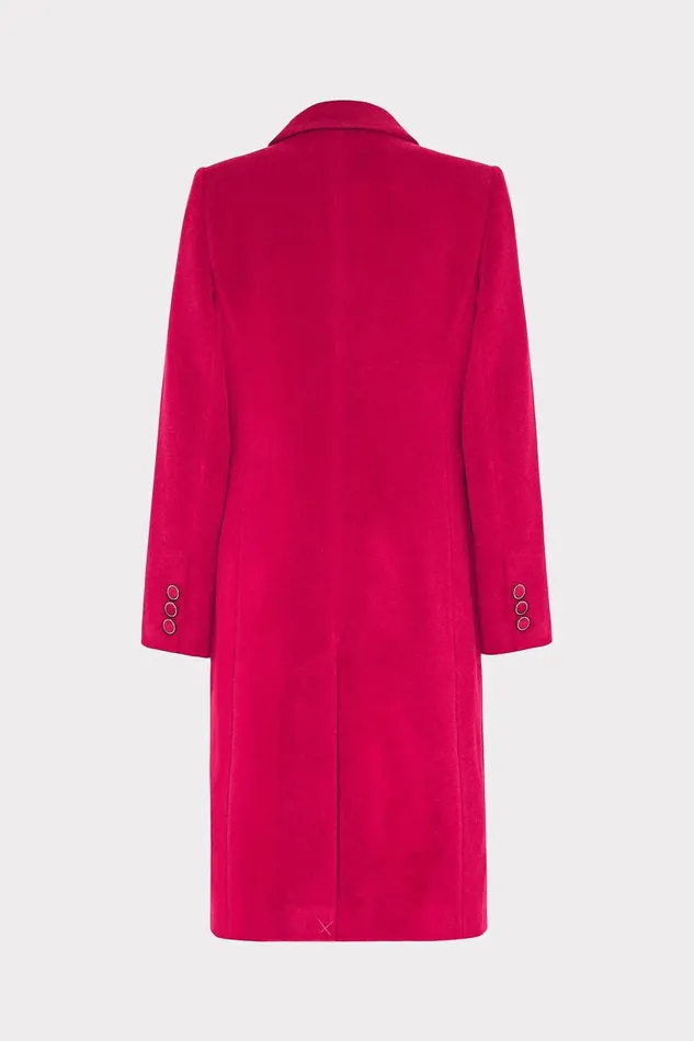 Milly Coats and Jackets Women Single Breasted Wool Coat Magenta