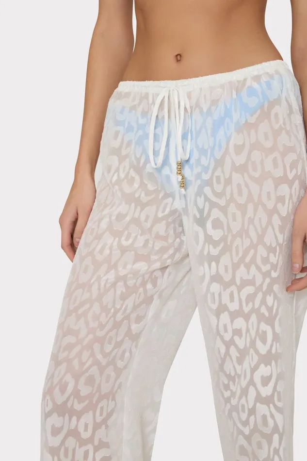 Milly CoverUps Women Leopard Jacquard Track Pant White Milly CoverUps Women Leopard Jacquard Track Pant White