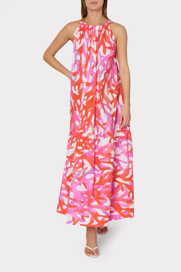 Milly CoverUps Women Under The Sea Halter Maxi CoverUp Dress Pink Multi Milly CoverUps Women Under The Sea Halter Maxi CoverUp Dress Pink Multi