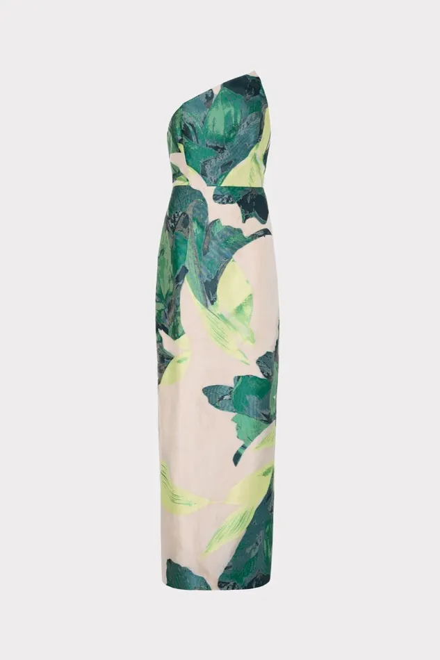Milly Dresses Women Asymetrical Tropical Forest Jacquard Midi Dress Green Multi Milly Dresses Women Asymetrical Tropical Forest Jacquard Midi Dress Green Multi