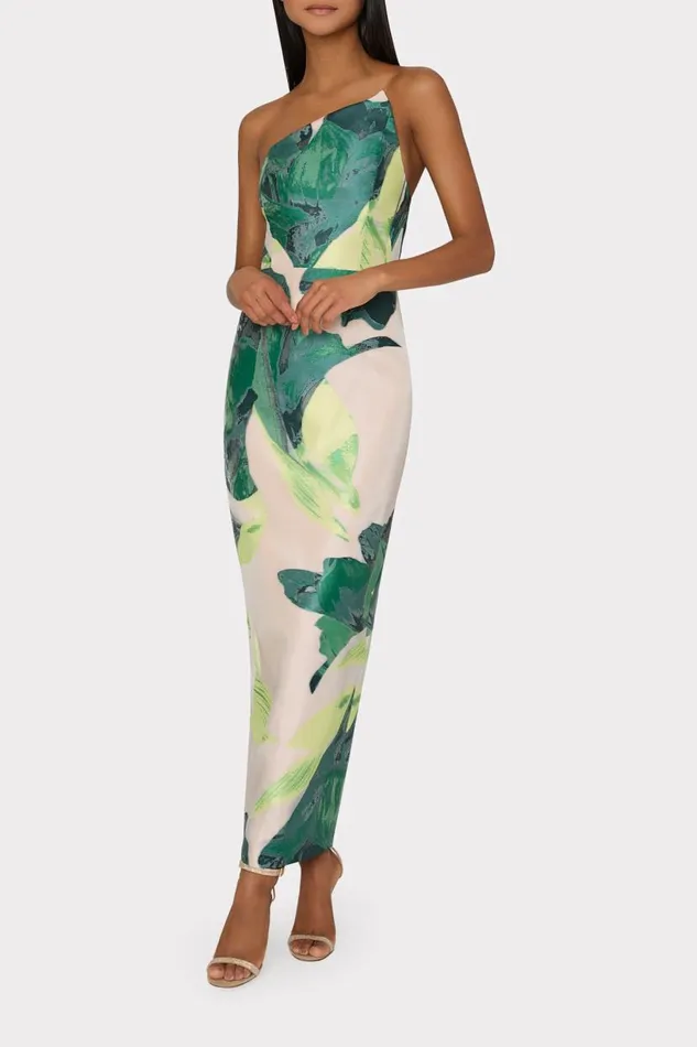 Milly Dresses Women Asymetrical Tropical Forest Jacquard Midi Dress Green Multi Milly Dresses Women Asymetrical Tropical Forest Jacquard Midi Dress Green Multi