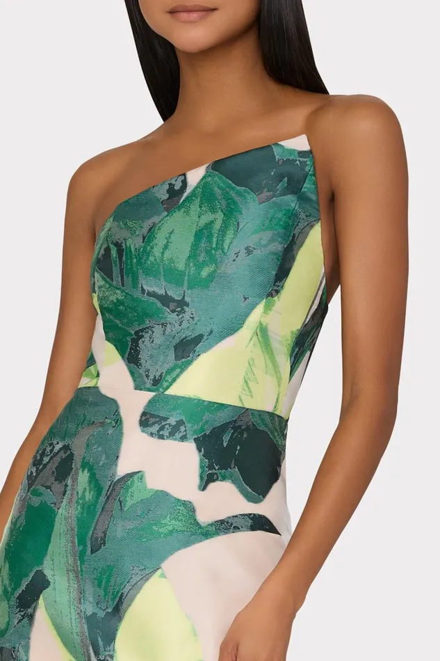 Milly Dresses Women Asymetrical Tropical Forest Jacquard Midi Dress Green Multi Milly Dresses Women Asymetrical Tropical Forest Jacquard Midi Dress Green Multi