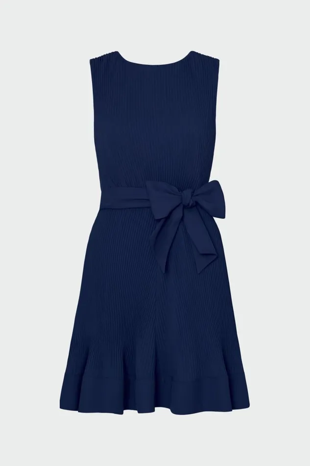 Milly Dresses Women Carreen Pleated Mini Dress Navy