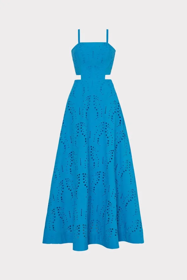 Milly Dresses Women Crosby Butterfly Eyelet Maxi Dress Blue