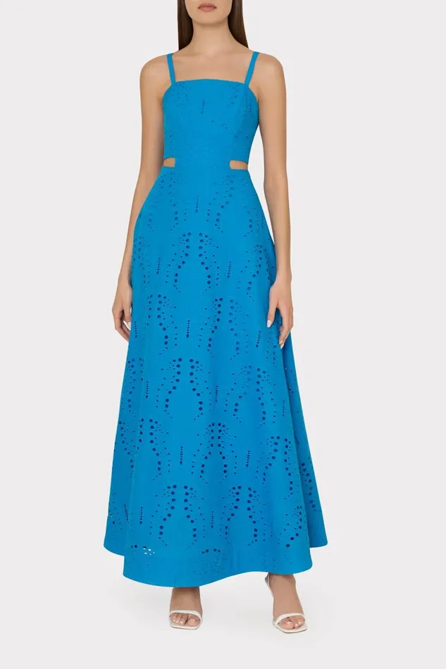 Milly Dresses Women Crosby Butterfly Eyelet Maxi Dress Blue Milly Dresses Women Crosby Butterfly Eyelet Maxi Dress Blue