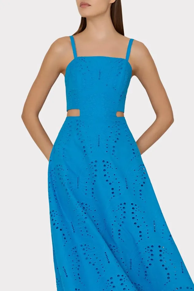 Milly Dresses Women Crosby Butterfly Eyelet Maxi Dress Blue Milly Dresses Women Crosby Butterfly Eyelet Maxi Dress Blue