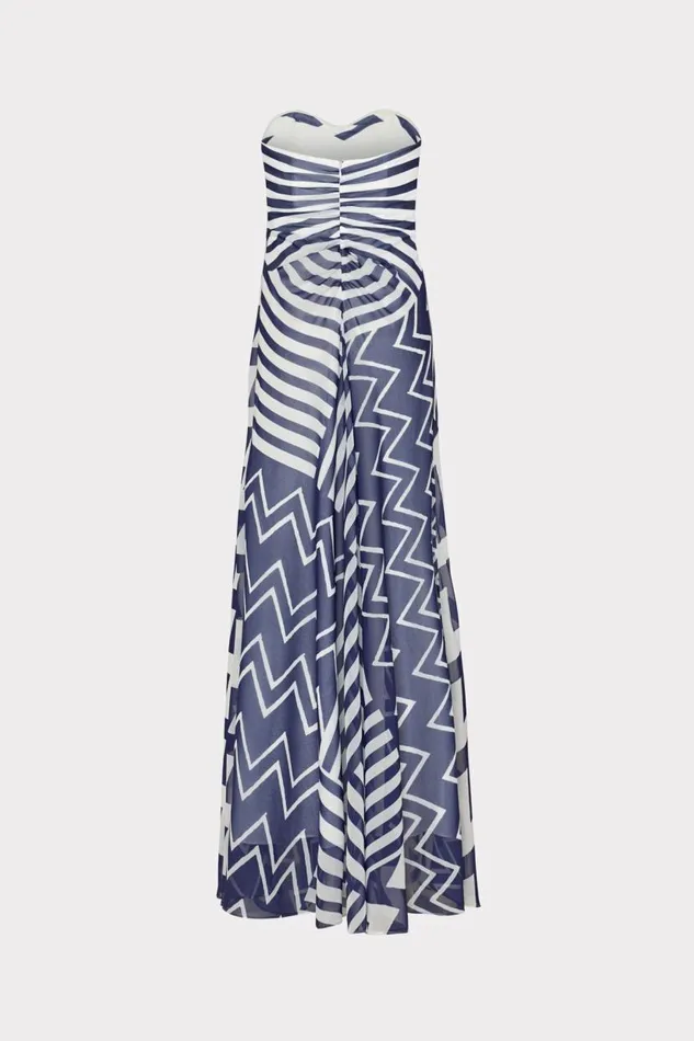 Milly Dresses Women Erin Patchwork Chevron Maxi Dress Bluewhite Milly Dresses Women Erin Patchwork Chevron Maxi Dress Bluewhite