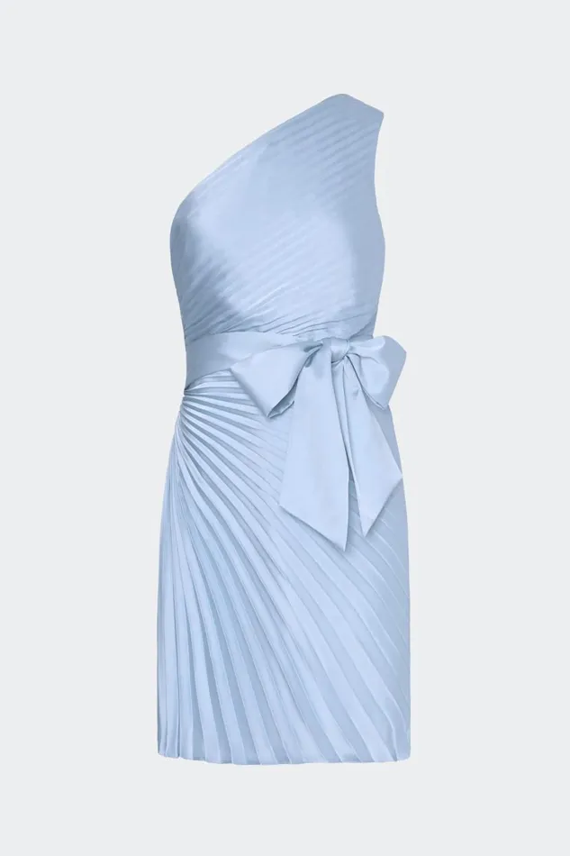 Milly Dresses Women Estie Satin Pleated Mini Dress Ice Blue