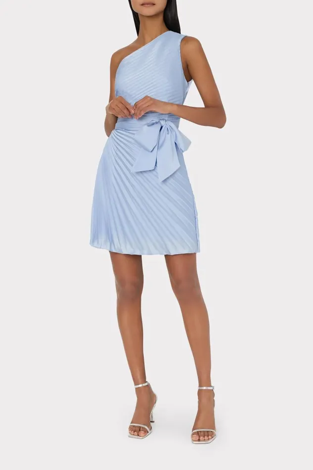 Milly Dresses Women Estie Satin Pleated Mini Dress Ice Blue Milly Dresses Women Estie Satin Pleated Mini Dress Ice Blue