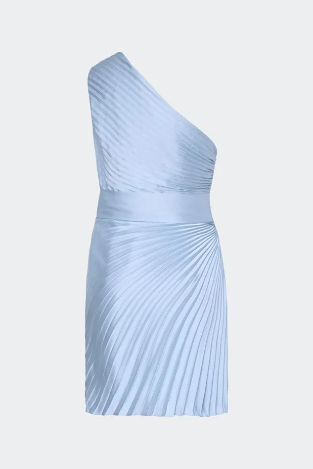 Milly Dresses Women Estie Satin Pleated Mini Dress Ice Blue Milly Dresses Women Estie Satin Pleated Mini Dress Ice Blue