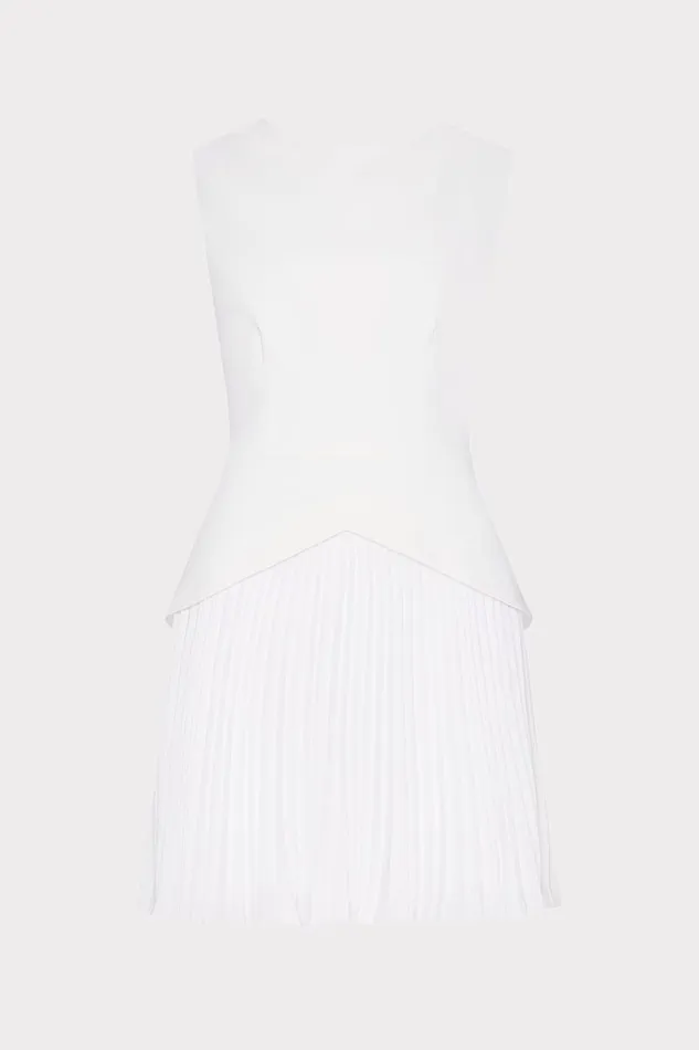 Milly Dresses Women Haddy Pleated Mini Dress Ecru