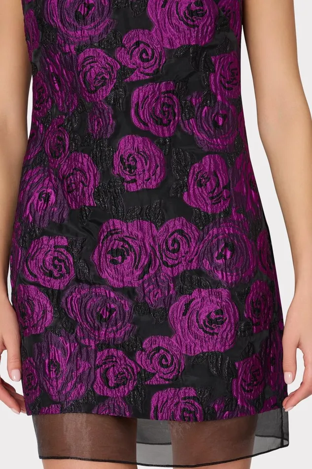 Milly Dresses Women Ilectra Rose Jacquard Shift Mini Dress Blackpurple Milly Dresses Women Ilectra Rose Jacquard Shift Mini Dress Blackpurple