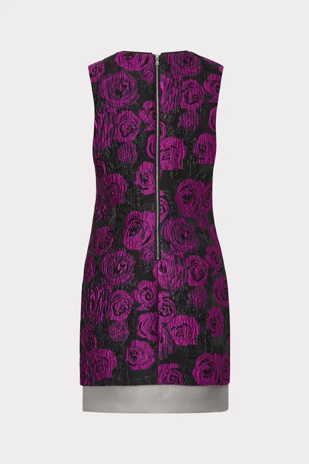 Milly Dresses Women Ilectra Rose Jacquard Shift Mini Dress Blackpurple Milly Dresses Women Ilectra Rose Jacquard Shift Mini Dress Blackpurple