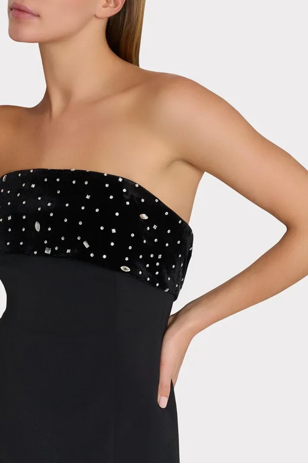 Milly Dresses Women Indy Crystal Embellished Mini Dress Blacksilver Milly Dresses Women Indy Crystal Embellished Mini Dress Blacksilver