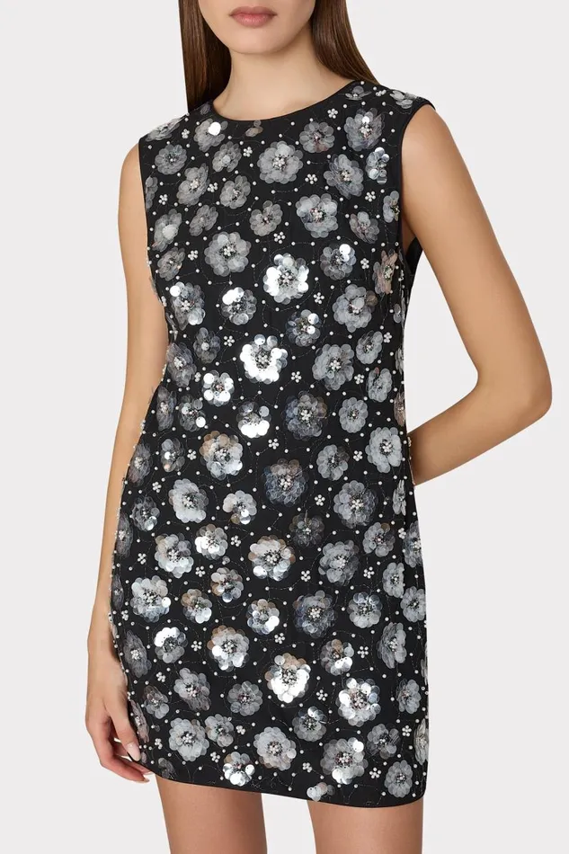 Milly Dresses Women Ivette Fleur Paillette Shift Mini Dress Black Multi Milly Dresses Women Ivette Fleur Paillette Shift Mini Dress Black Multi