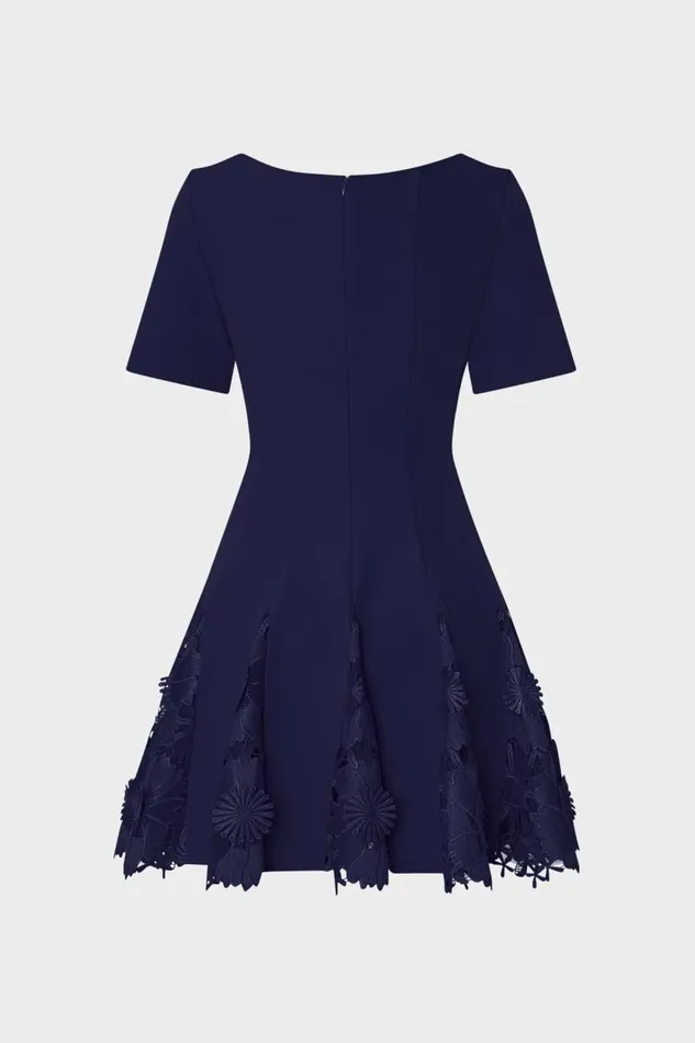 Milly Dresses Women Joy Lace Combo Mini Godet Dress Navy Milly Dresses Women Joy Lace Combo Mini Godet Dress Navy