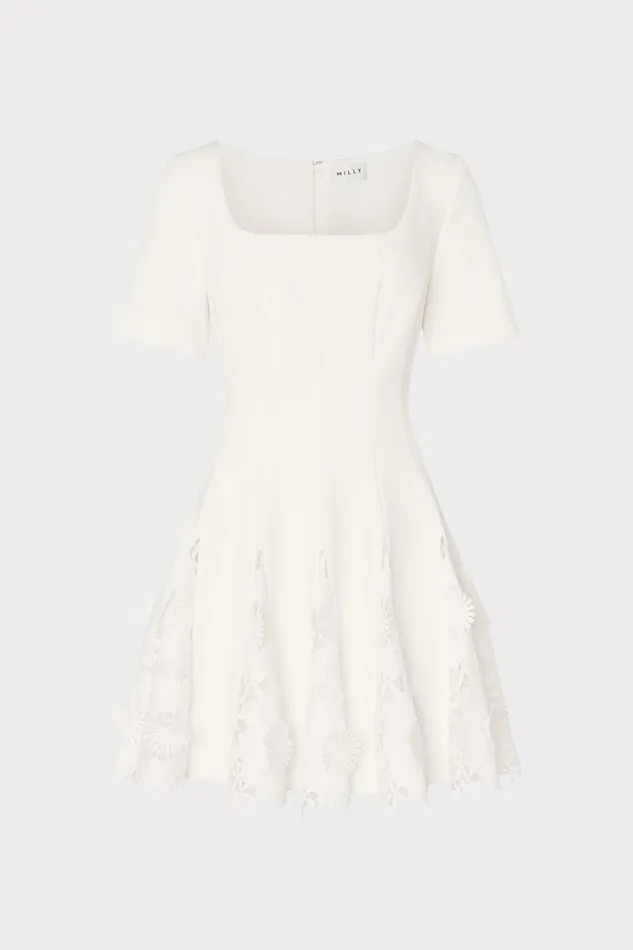 Milly Dresses Women Joy Lace Combo Mini Godet Dress White
