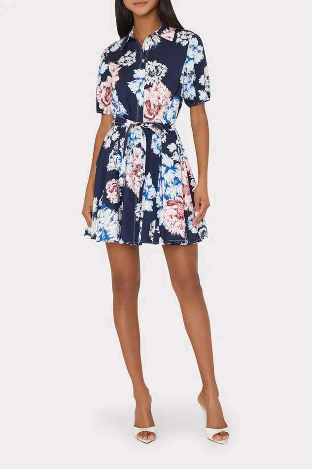 Milly Dresses Women Juni Printed Poplin Mini Dress Navy Multi Milly Dresses Women Juni Printed Poplin Mini Dress Navy Multi