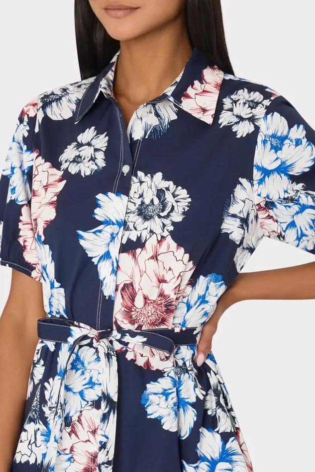 Milly Dresses Women Juni Printed Poplin Mini Dress Navy Multi Milly Dresses Women Juni Printed Poplin Mini Dress Navy Multi