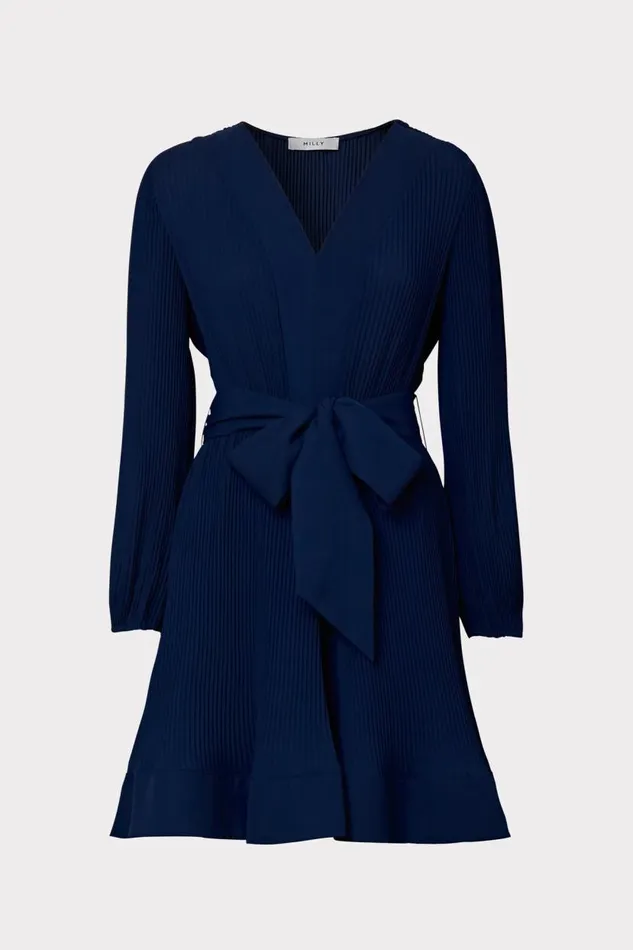 Milly Dresses Women Liv Pleated Dress Navy