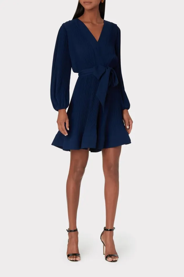 Milly Dresses Women Liv Pleated Dress Navy